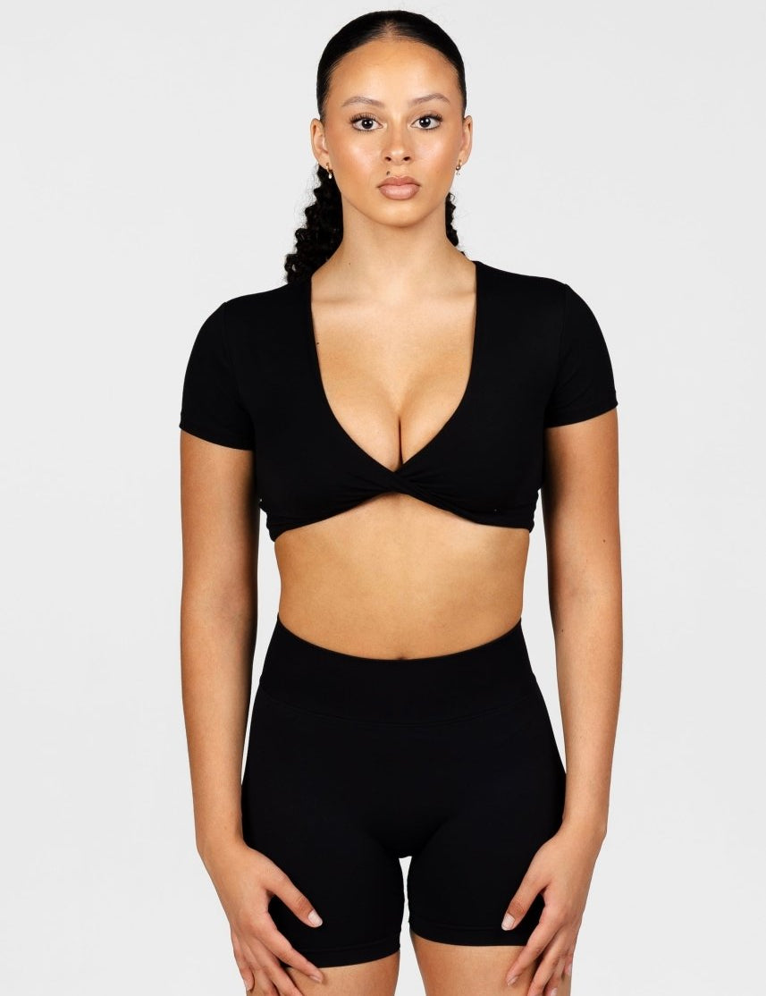 'Bella' Twist Tee - Black - Kikiva Collection