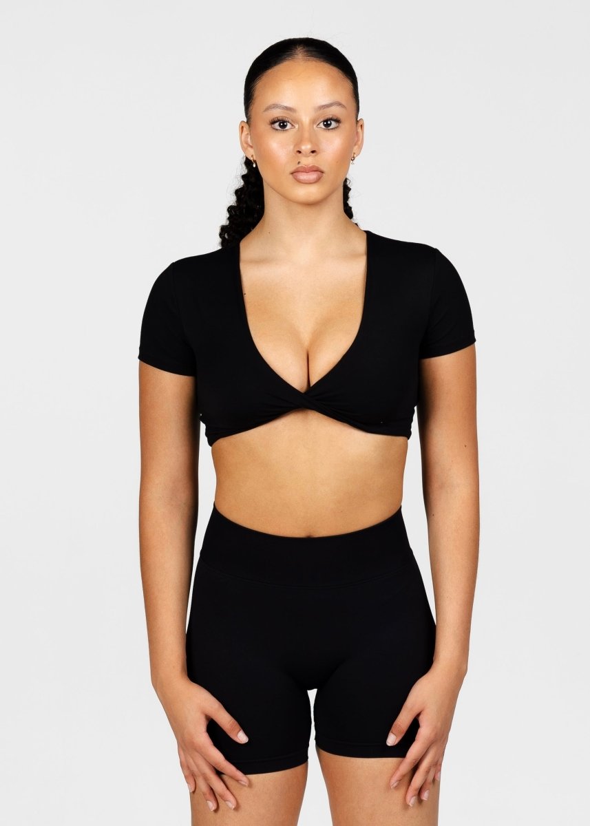 'Bella' Twist Tee - Black - Kikiva Collection