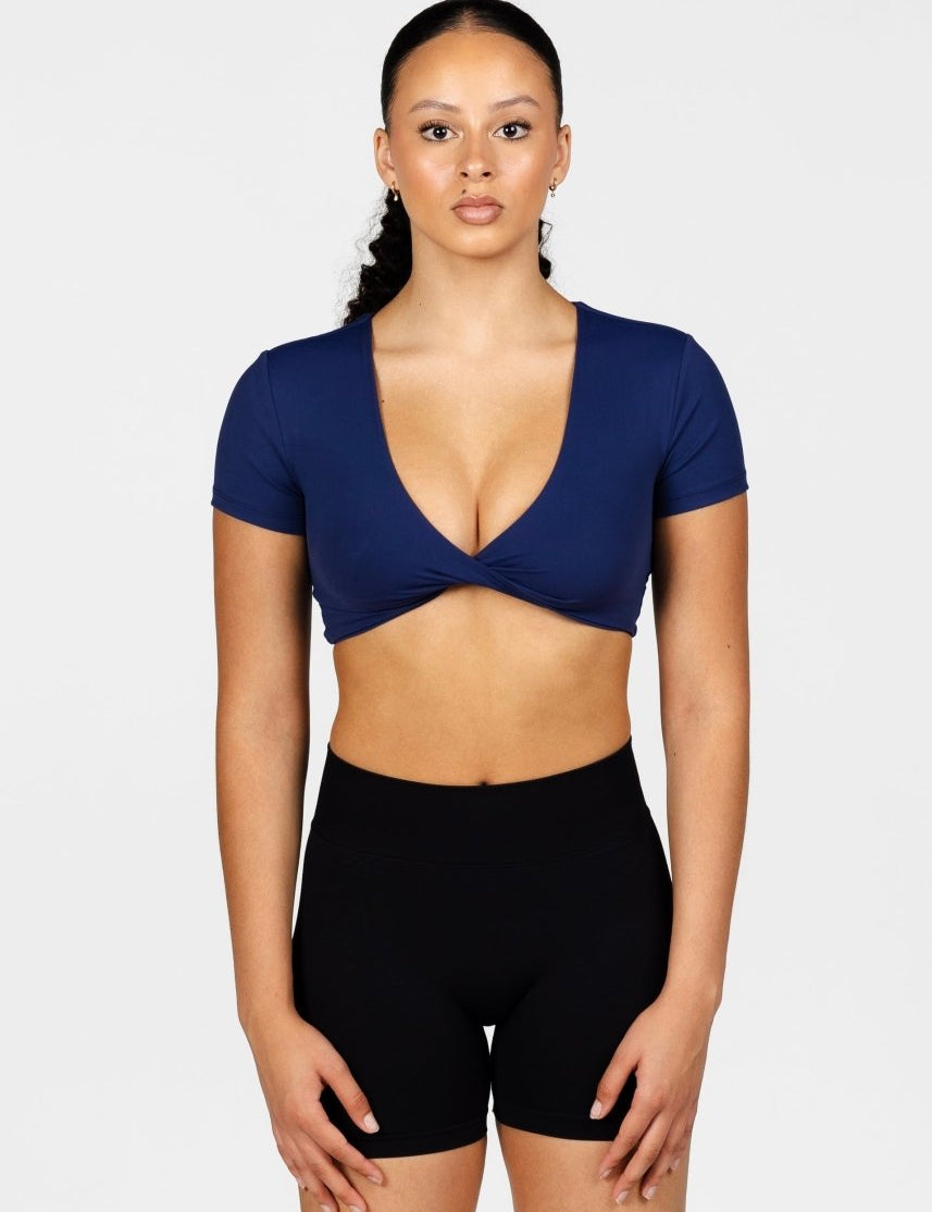 'Bella' Twist Tee - Dark Blue - Kikiva Collection