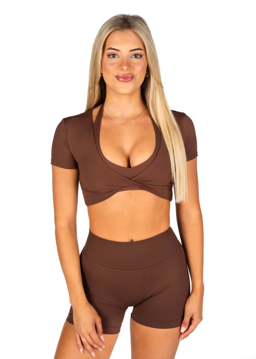 'Bella' Twist Tee - Mocha Brown - Kikiva Collection