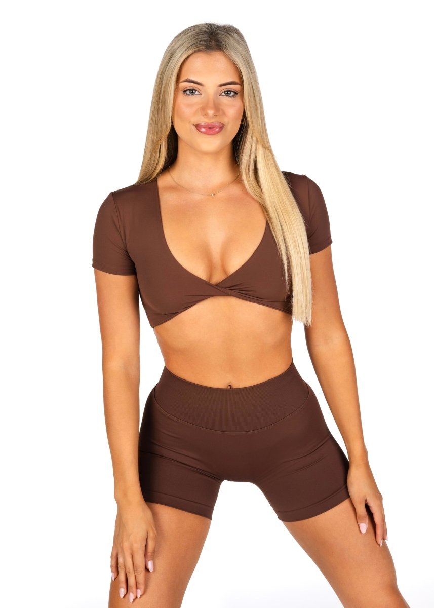 'Bella' Twist Tee - Mocha Brown - Kikiva Collection
