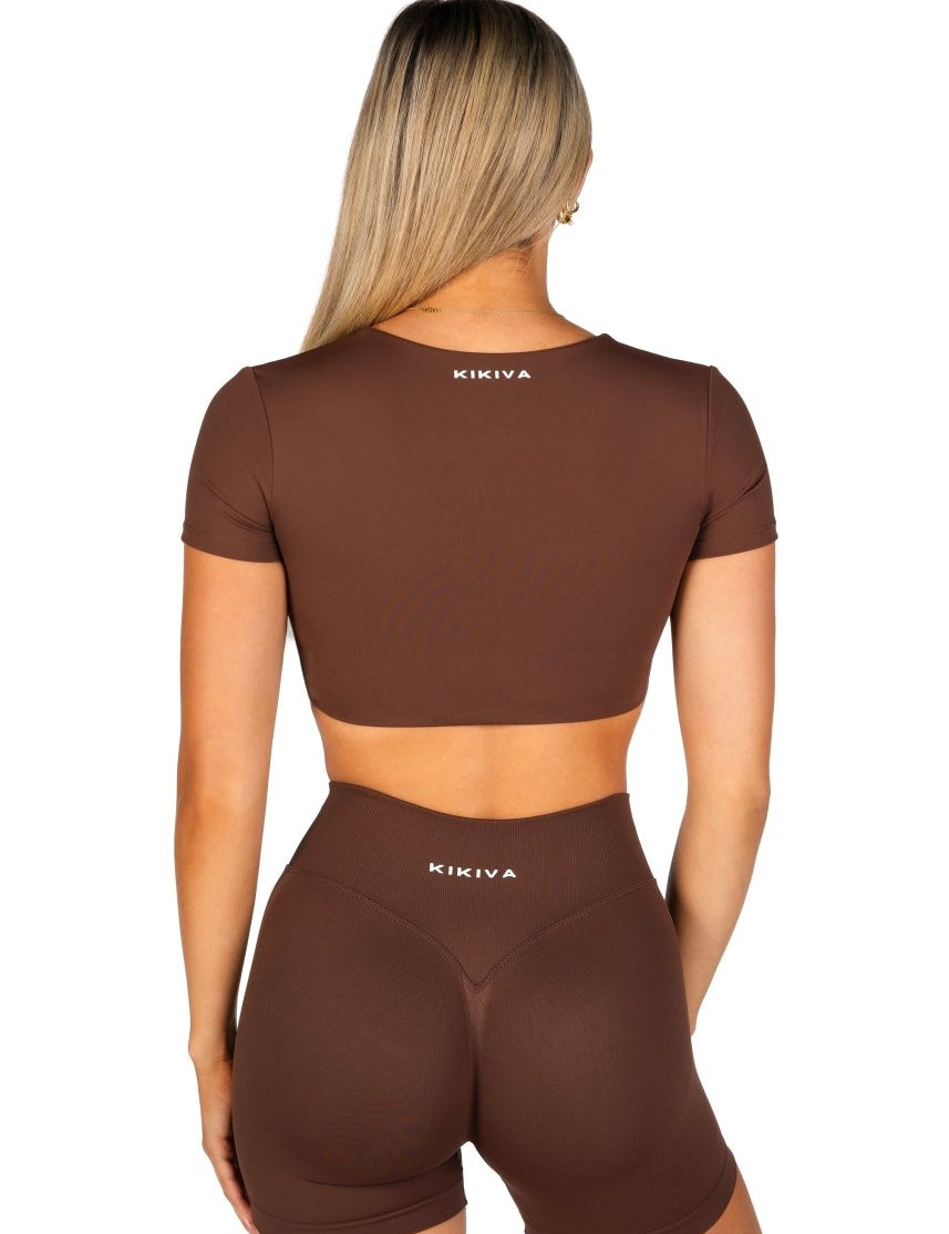 'Bella' Twist Tee - Mocha Brown - Kikiva Collection