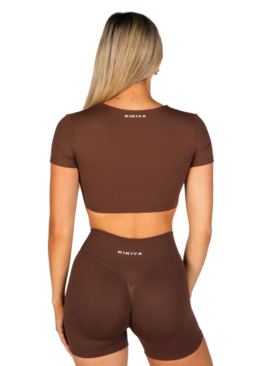 'Bella' Twist Tee - Mocha Brown - Kikiva Collection