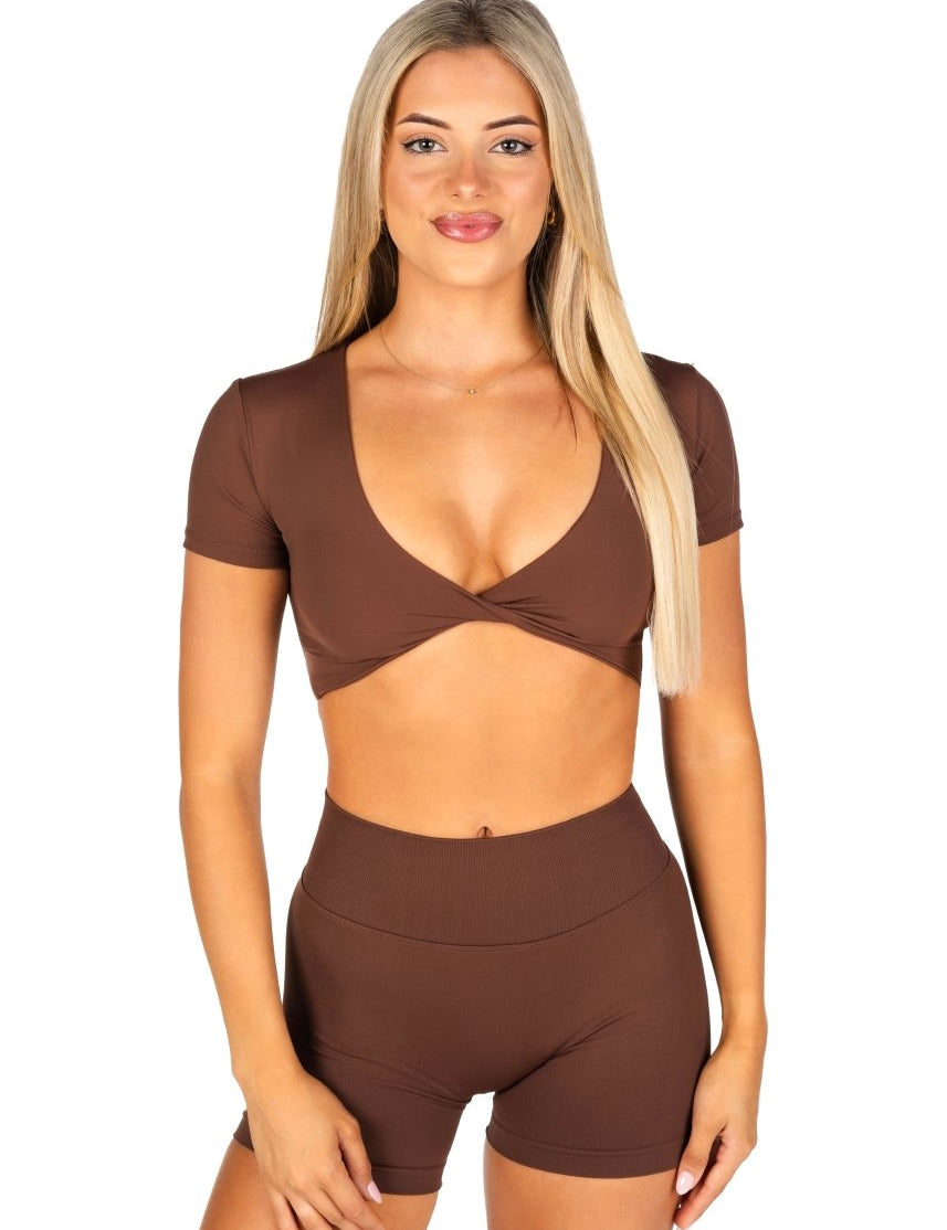 'Bella' Twist Tee - Mocha Brown - Kikiva Collection