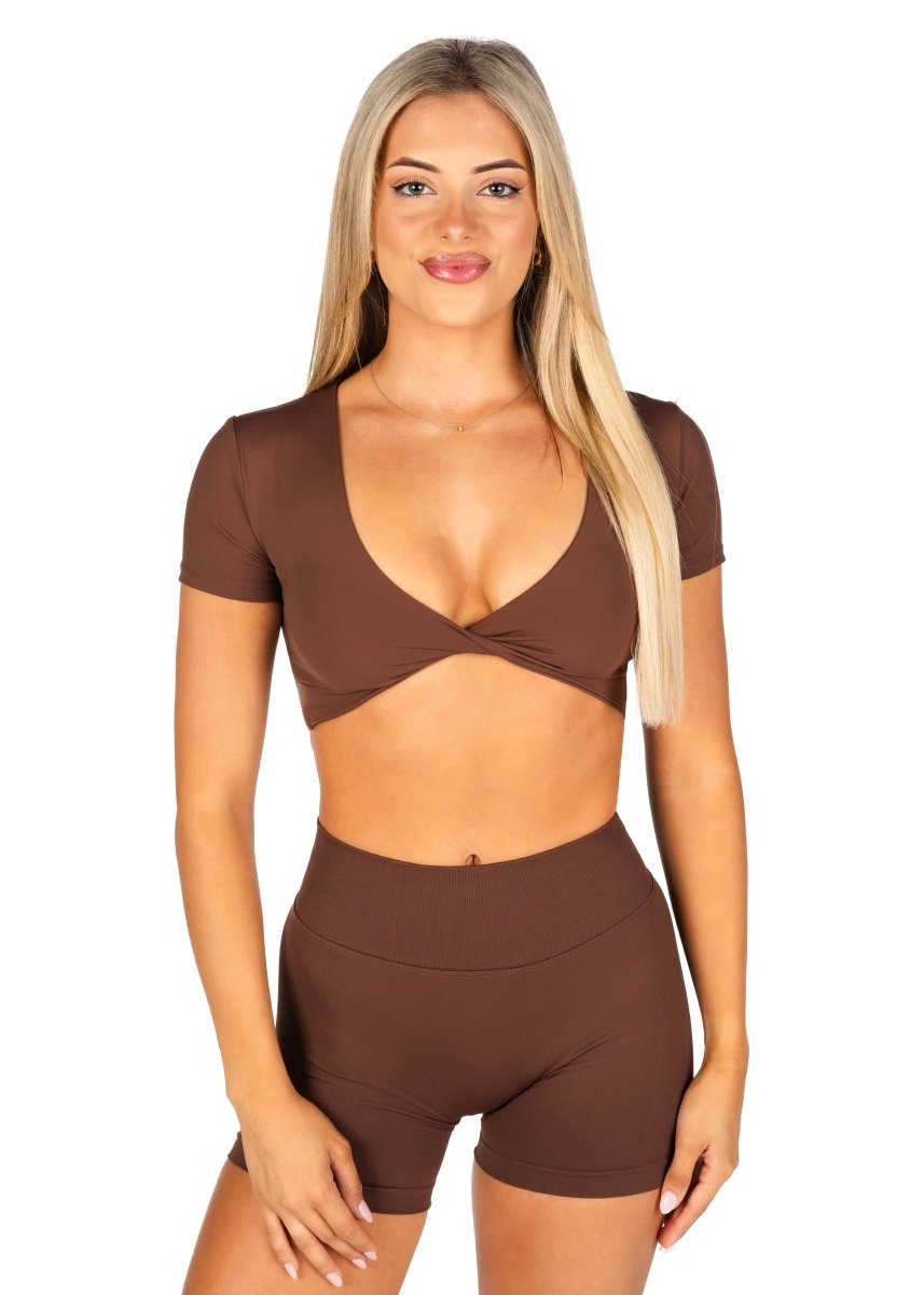 'Bella' Twist Tee - Mocha Brown - Kikiva Collection