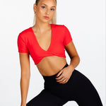‘Bella' Twist Tee - Red - Kikiva Collection