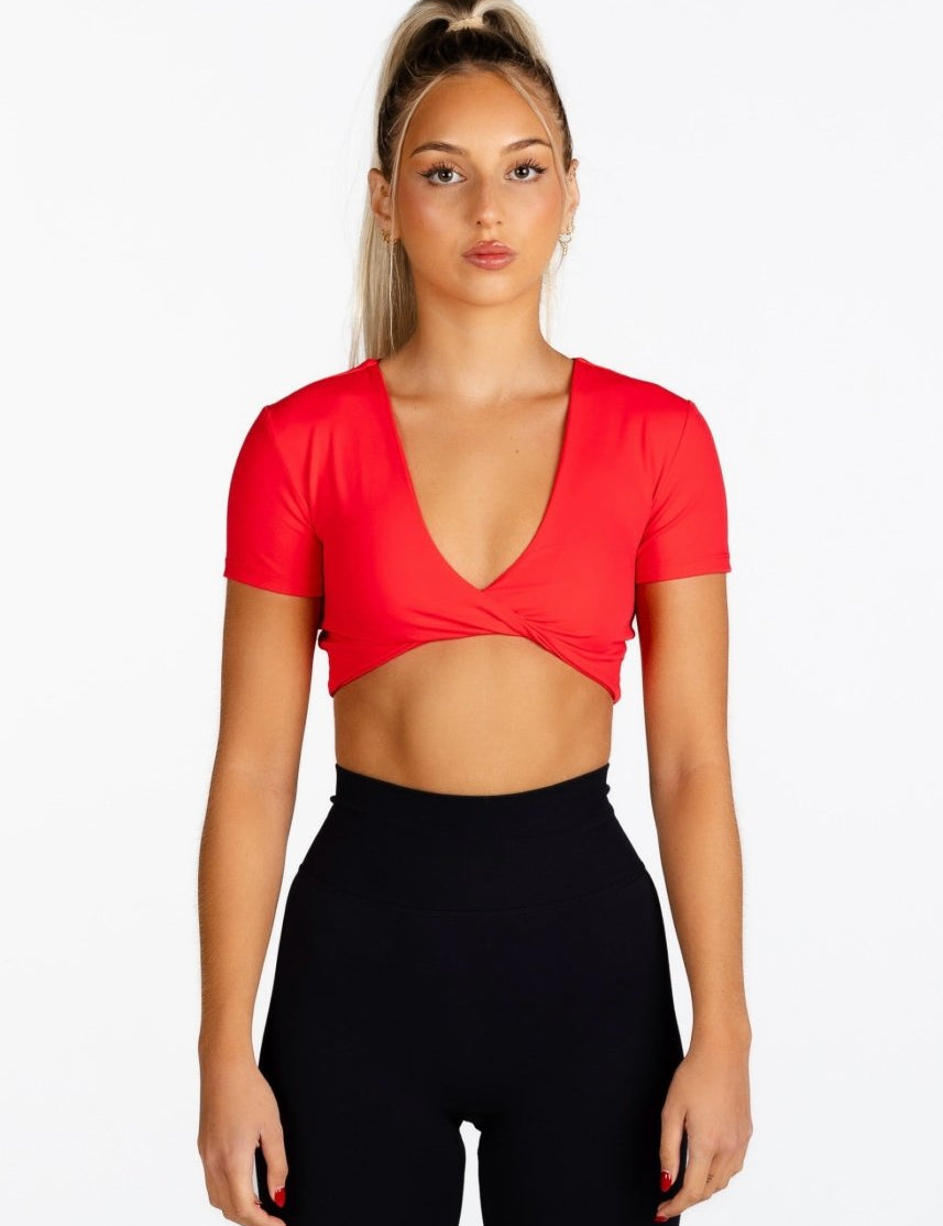 ‘Bella' Twist Tee - Red - Kikiva Collection