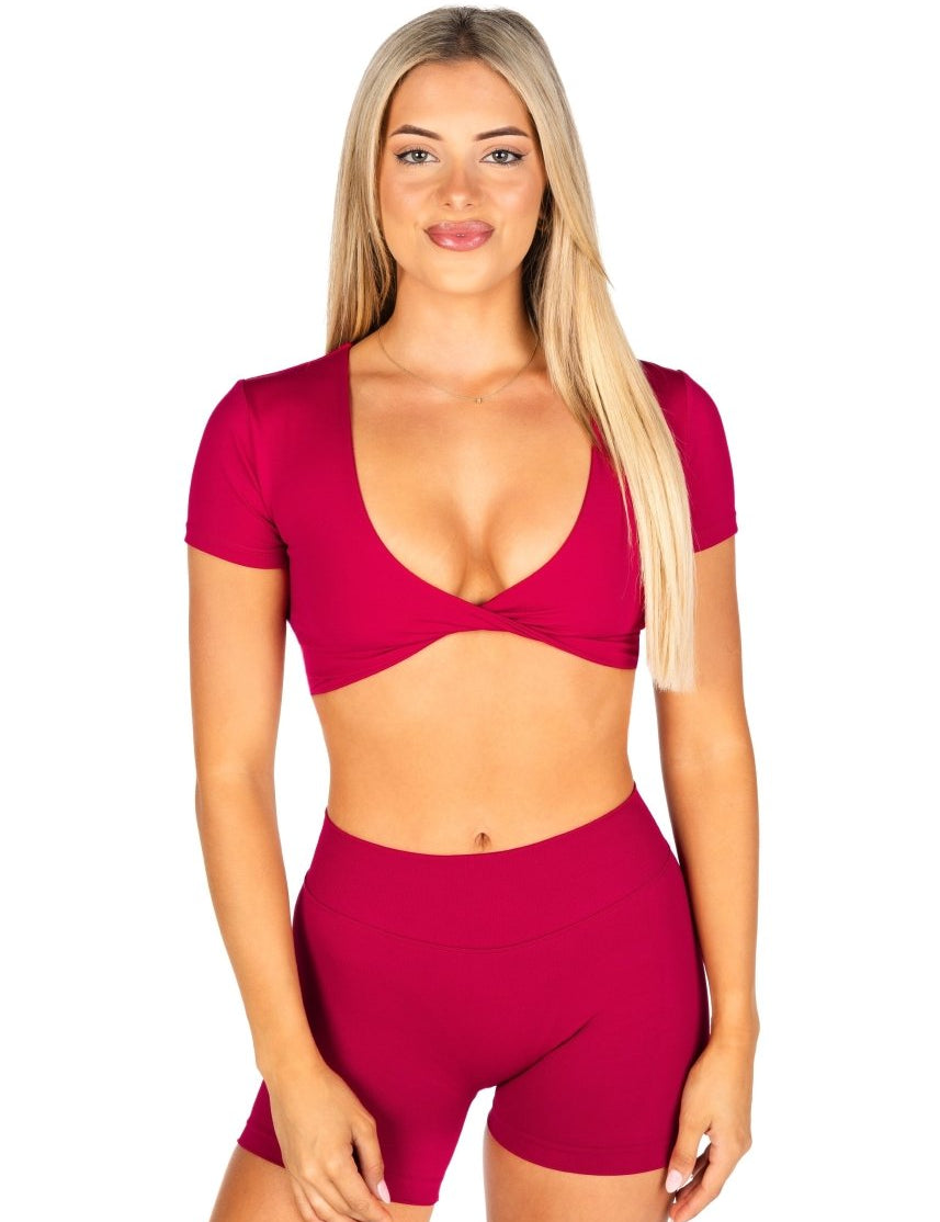 'Bella' Twist Tee - Scarlett Ruby - Red - Kikiva Collection