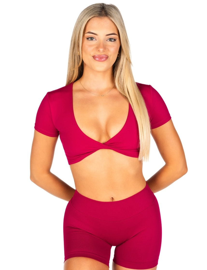 'Bella' Twist Tee - Scarlett Ruby - Red - Kikiva Collection
