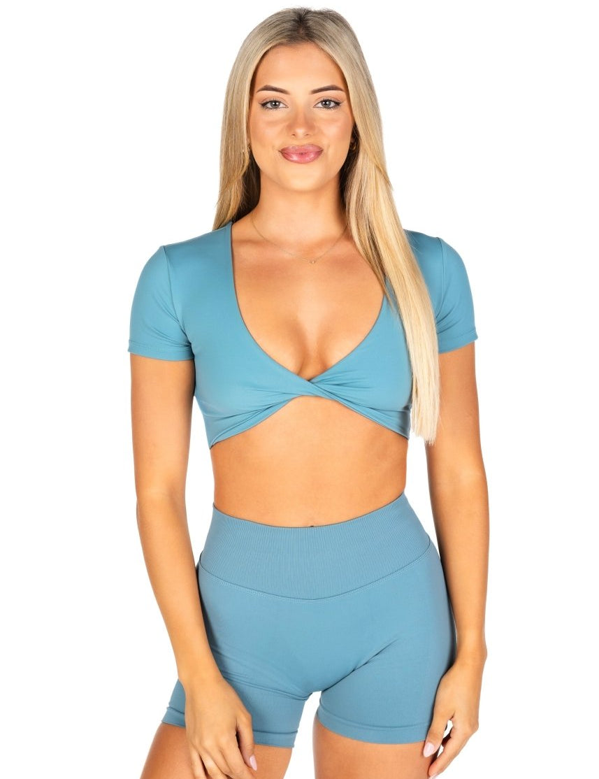 'Bella' Twist Tee - Teal - Kikiva Collection