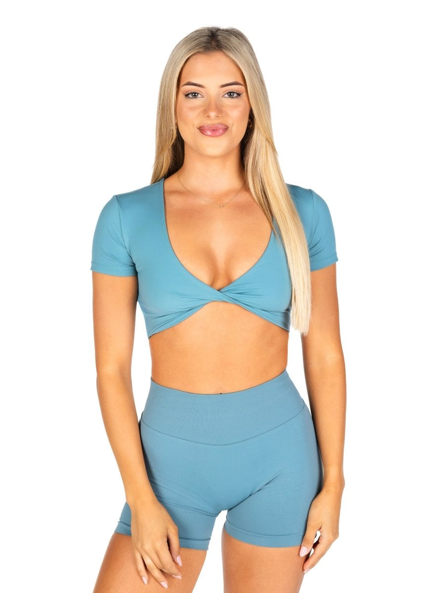 'Bella' Twist Tee - Teal - Kikiva Collection