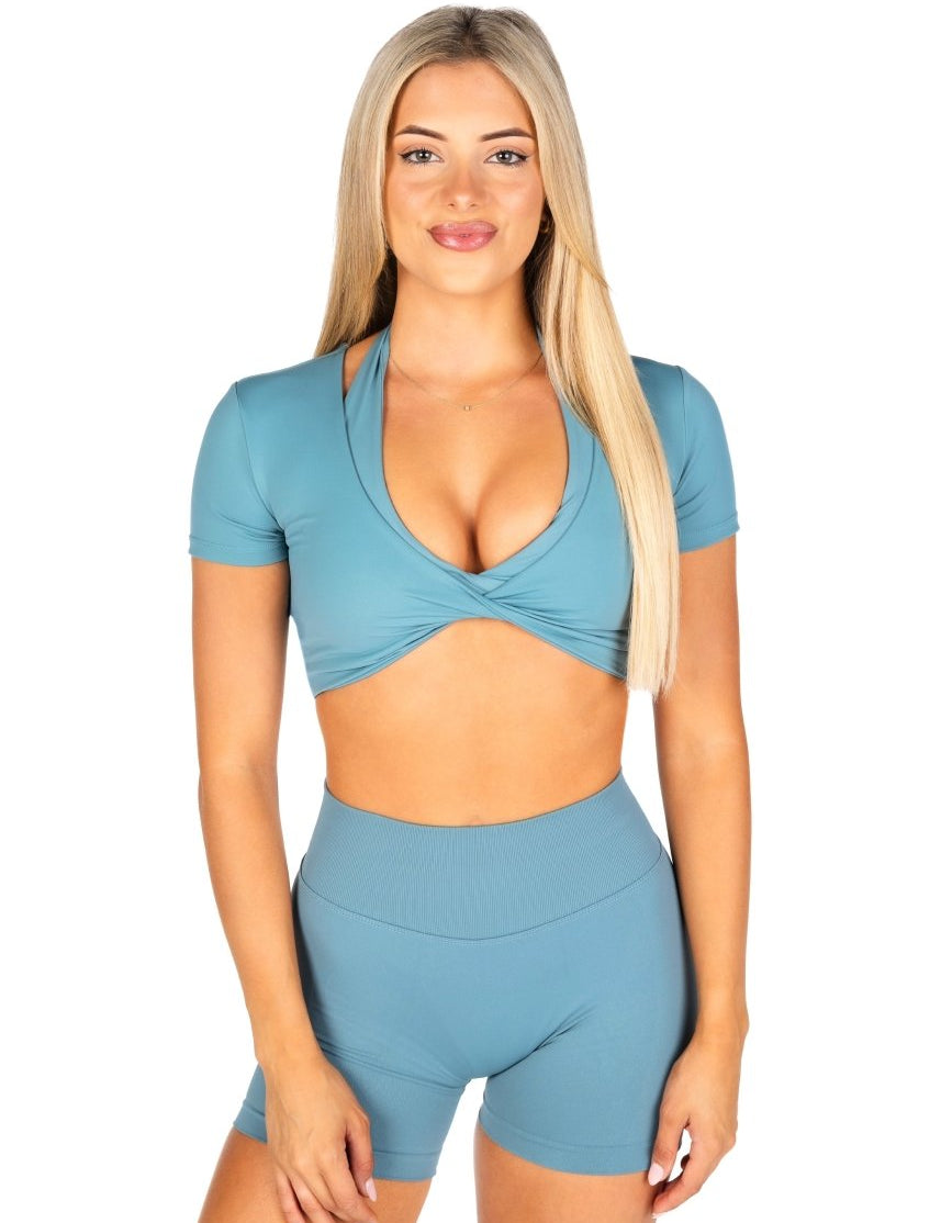 'Bella' Twist Tee - Teal - Kikiva Collection