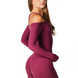 Core Capsule Off The Shoulder Top - Burgundy - Kikiva Collection