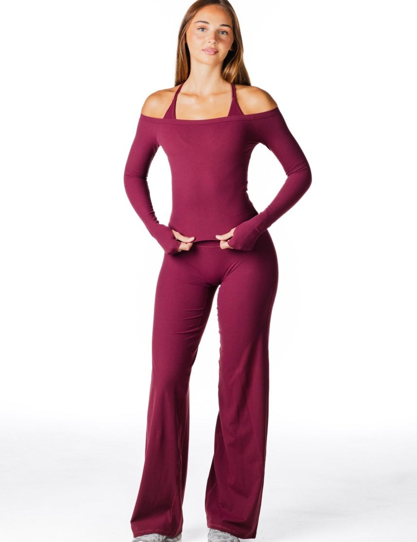 Core Capsule Off The Shoulder Top - Burgundy - Kikiva Collection