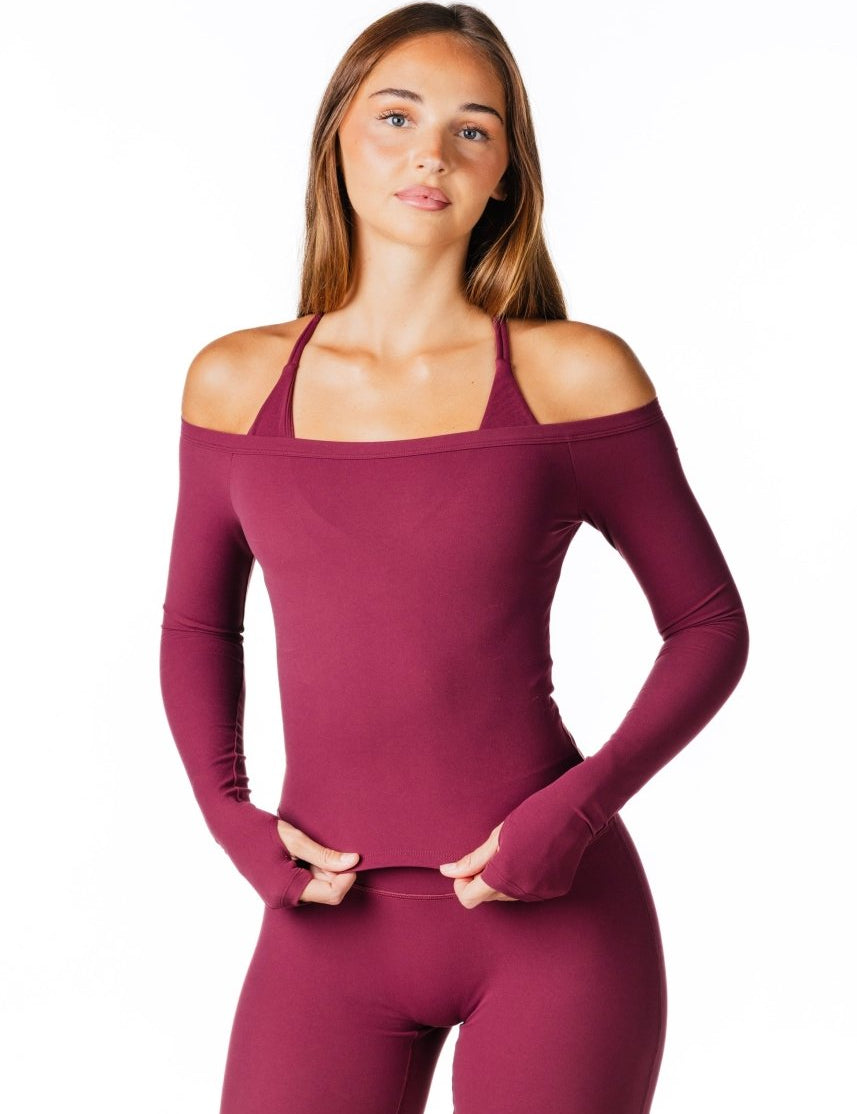 Core Capsule Off The Shoulder Top - Burgundy - Kikiva Collection
