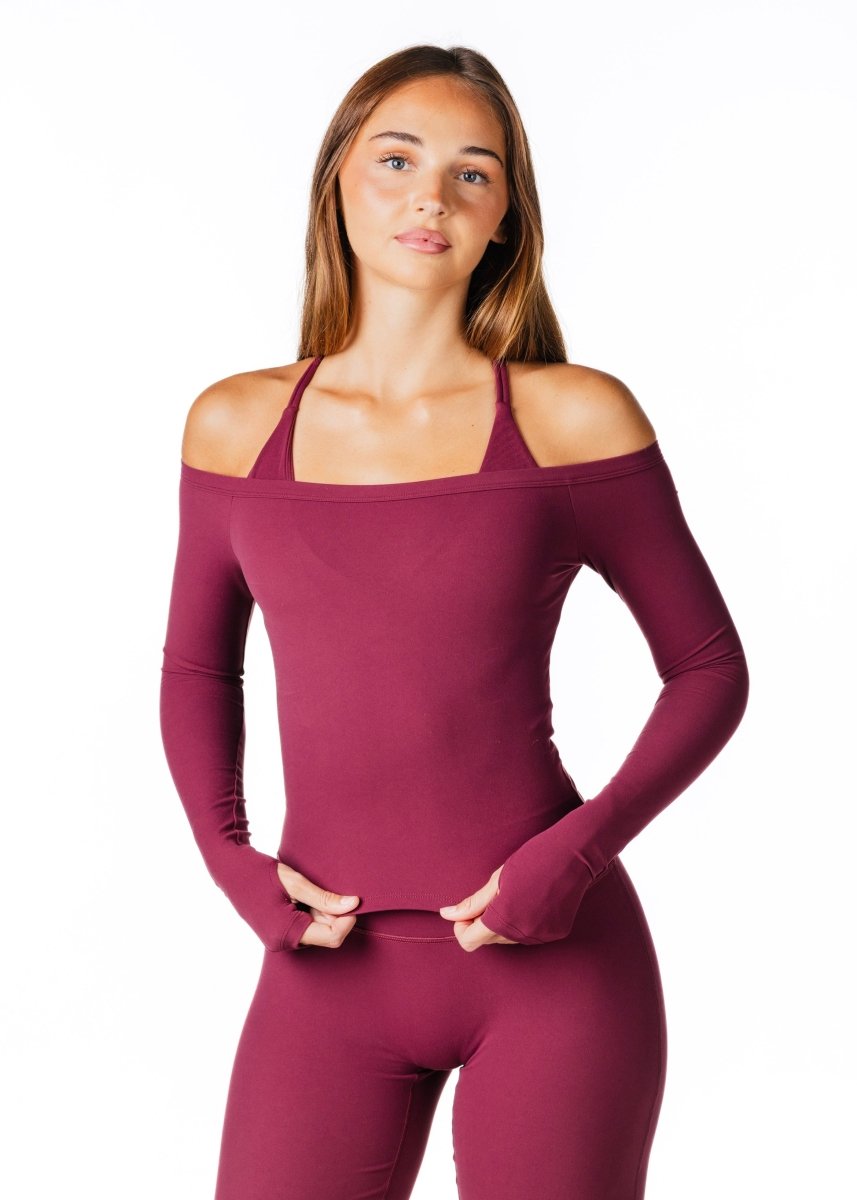 Core Capsule Off The Shoulder Top - Burgundy - Kikiva Collection
