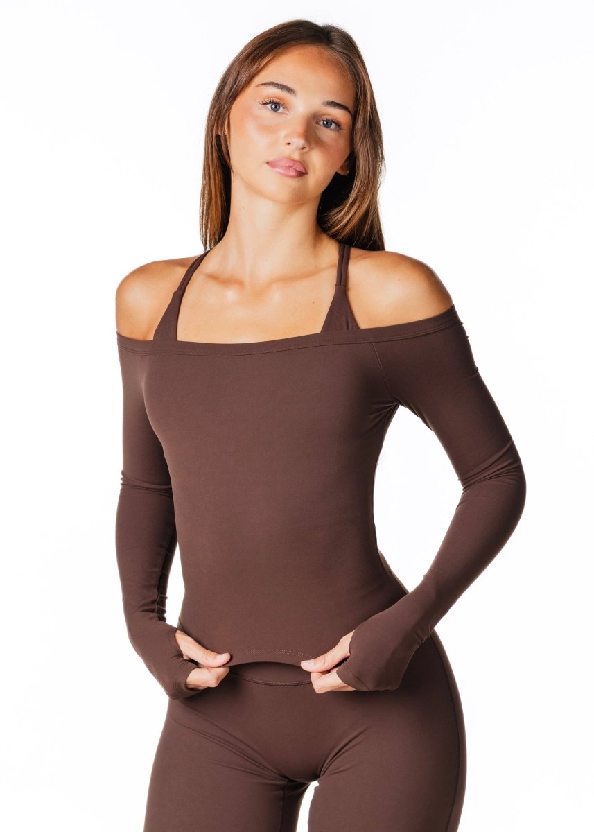 Core Capsule Off The Shoulder Top - Dark Choc - Kikiva Collection