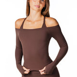 Core Capsule Off The Shoulder Top - Dark Choc - Kikiva Collection