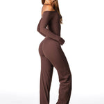 Core Capsule Off The Shoulder Top - Dark Choc - Kikiva Collection