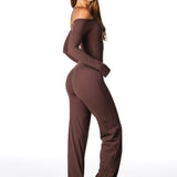 Core Capsule Off The Shoulder Top - Dark Choc - Kikiva Collection