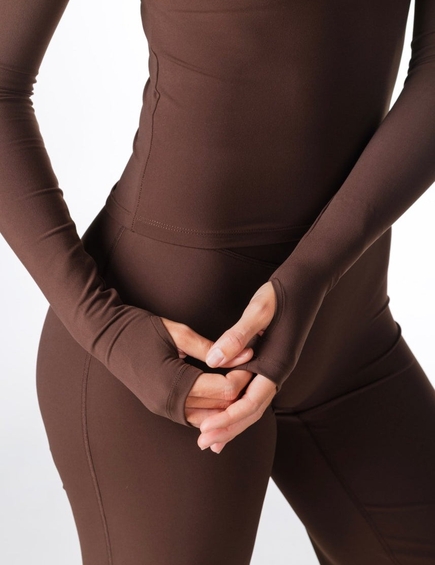 Core Capsule Off The Shoulder Top - Dark Choc - Kikiva Collection