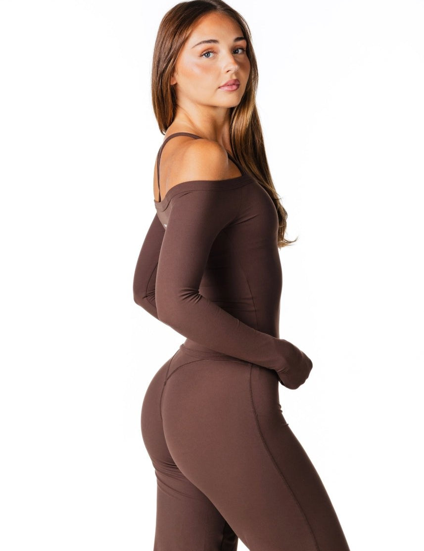 Core Capsule Off The Shoulder Top - Dark Choc - Kikiva Collection