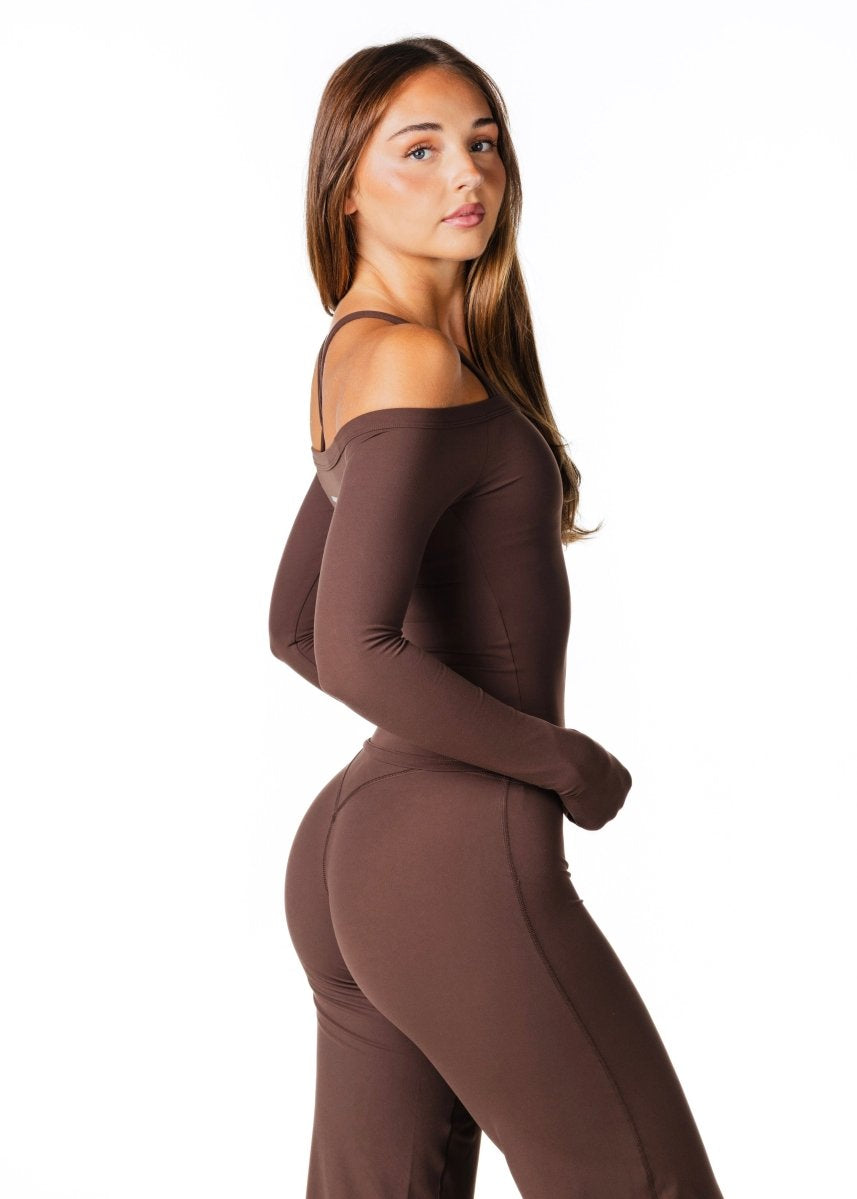 Core Capsule Off The Shoulder Top - Dark Choc - Kikiva Collection