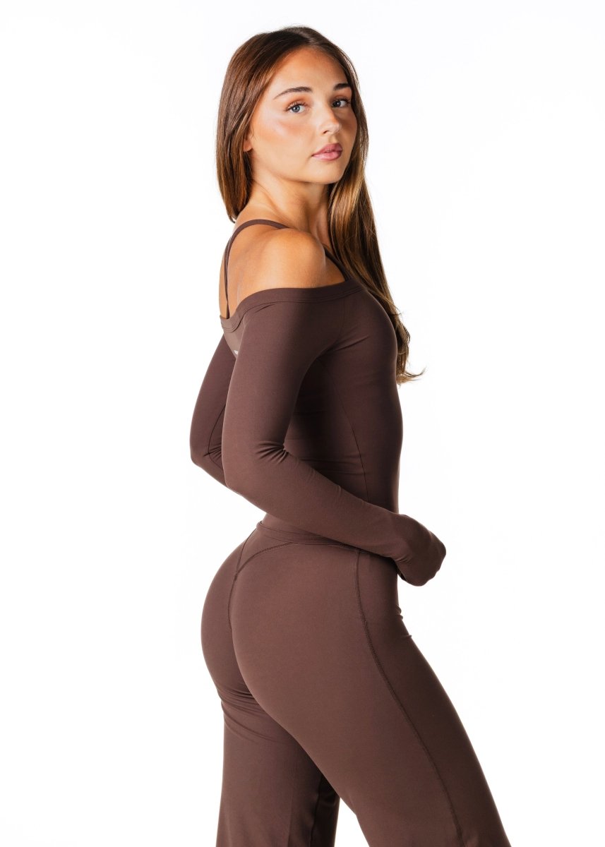 Core Capsule Off The Shoulder Top - Dark Choc - Kikiva Collection