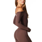 Core Capsule Off The Shoulder Top - Dark Choc - Kikiva Collection