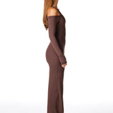 Core Capsule Off The Shoulder Top - Dark Choc - Kikiva Collection