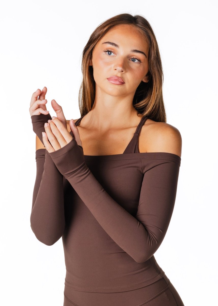 Core Capsule Off The Shoulder Top - Dark Choc - Kikiva Collection