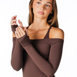 Core Capsule Off The Shoulder Top - Dark Choc - Kikiva Collection