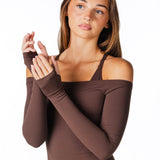 Core Capsule Off The Shoulder Top - Dark Choc - Kikiva Collection