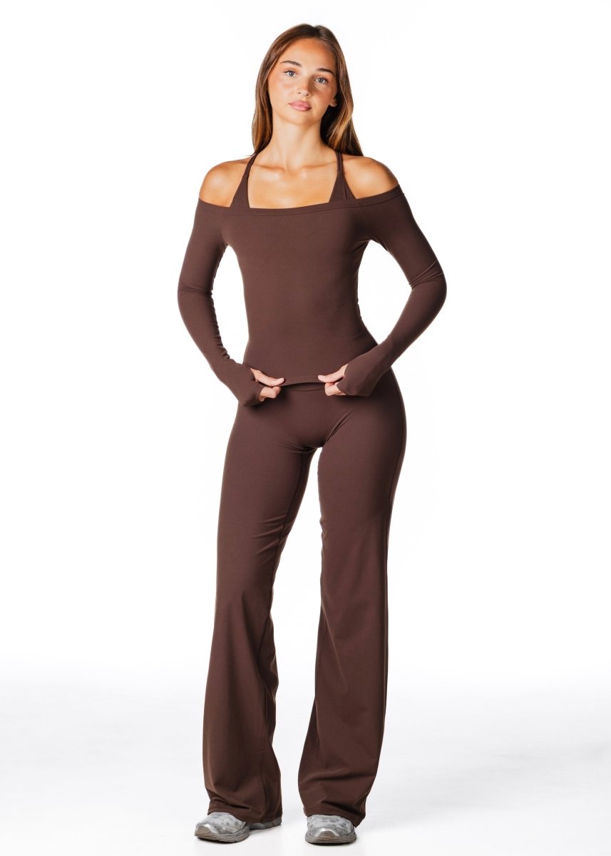 Core Capsule Off The Shoulder Top - Dark Choc - Kikiva Collection