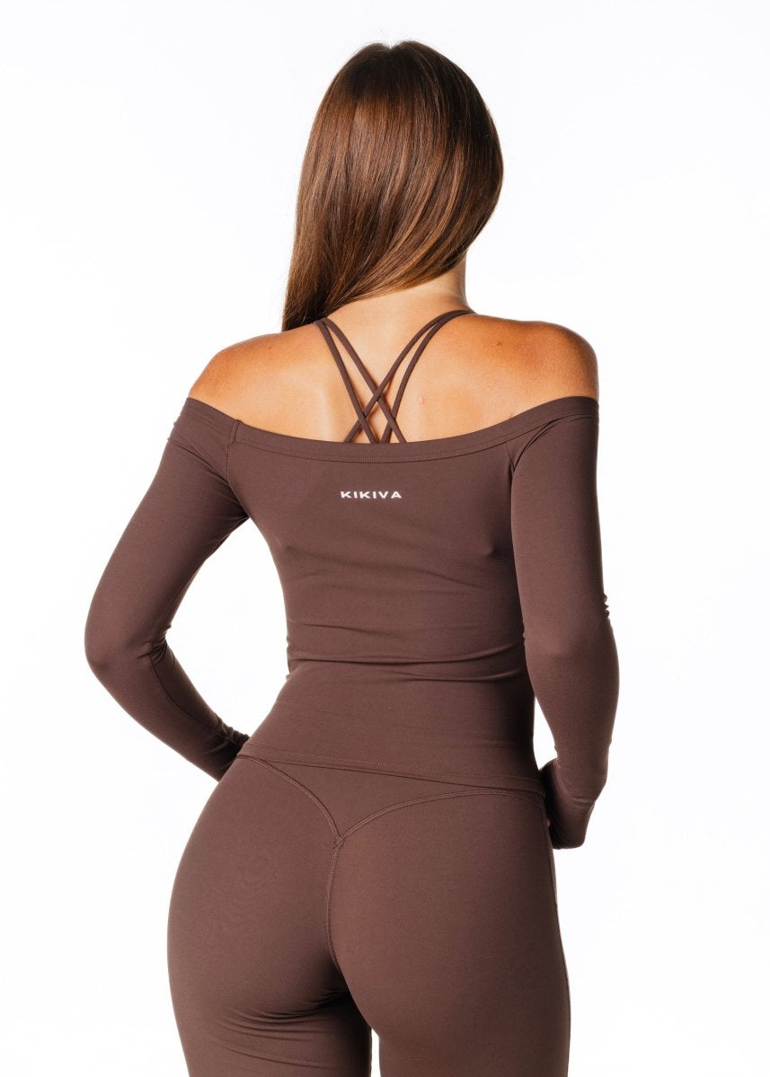 Core Capsule Off The Shoulder Top - Dark Choc - Kikiva Collection