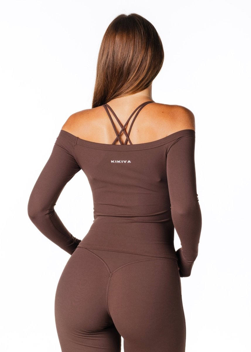 Core Capsule Off The Shoulder Top - Dark Choc - Kikiva Collection