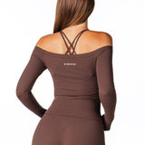 Core Capsule Off The Shoulder Top - Dark Choc - Kikiva Collection