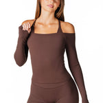 Core Capsule Off The Shoulder Top - Dark Choc - Kikiva Collection