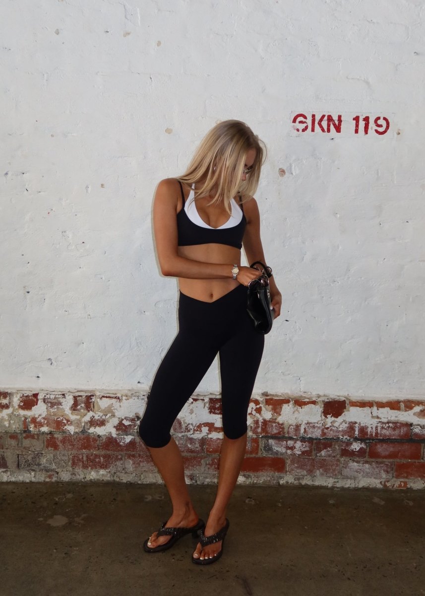Cross Over Capsule Straight Leg Capri's - Black - Kikiva Collection