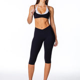 Cross Over Capsule Straight Leg Capri's - Black - Kikiva Collection