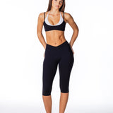 Cross Over Capsule Straight Leg Capri's - Black - Kikiva Collection