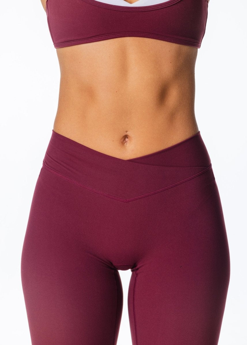 Cross Over Capsule Straight Leg Capri's - Burgundy - Kikiva Collection