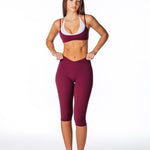 Cross Over Capsule Straight Leg Capri's - Burgundy - Kikiva Collection