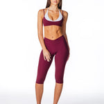 Cross Over Capsule Straight Leg Capri's - Burgundy - Kikiva Collection