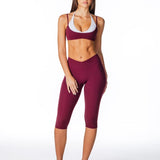 Cross Over Capsule Straight Leg Capri's - Burgundy - Kikiva Collection