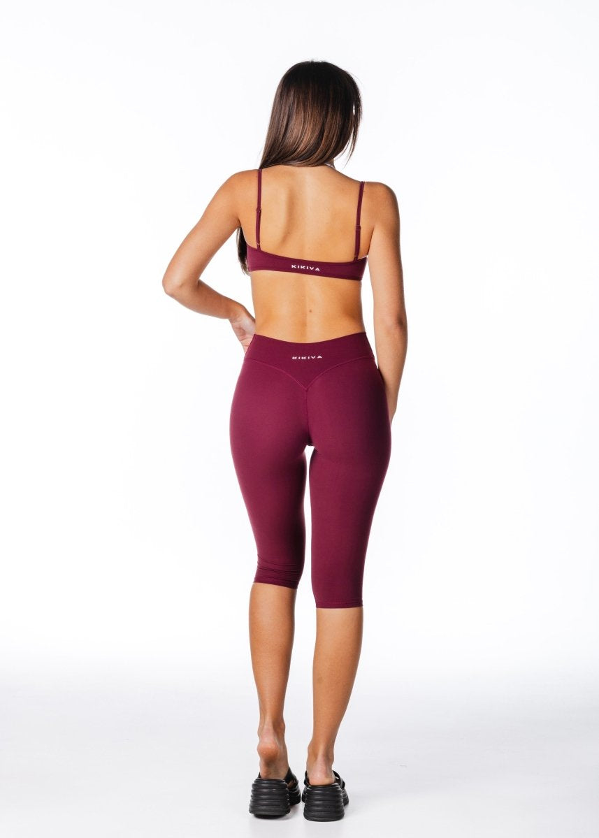 Cross Over Capsule Straight Leg Capri's - Burgundy - Kikiva Collection