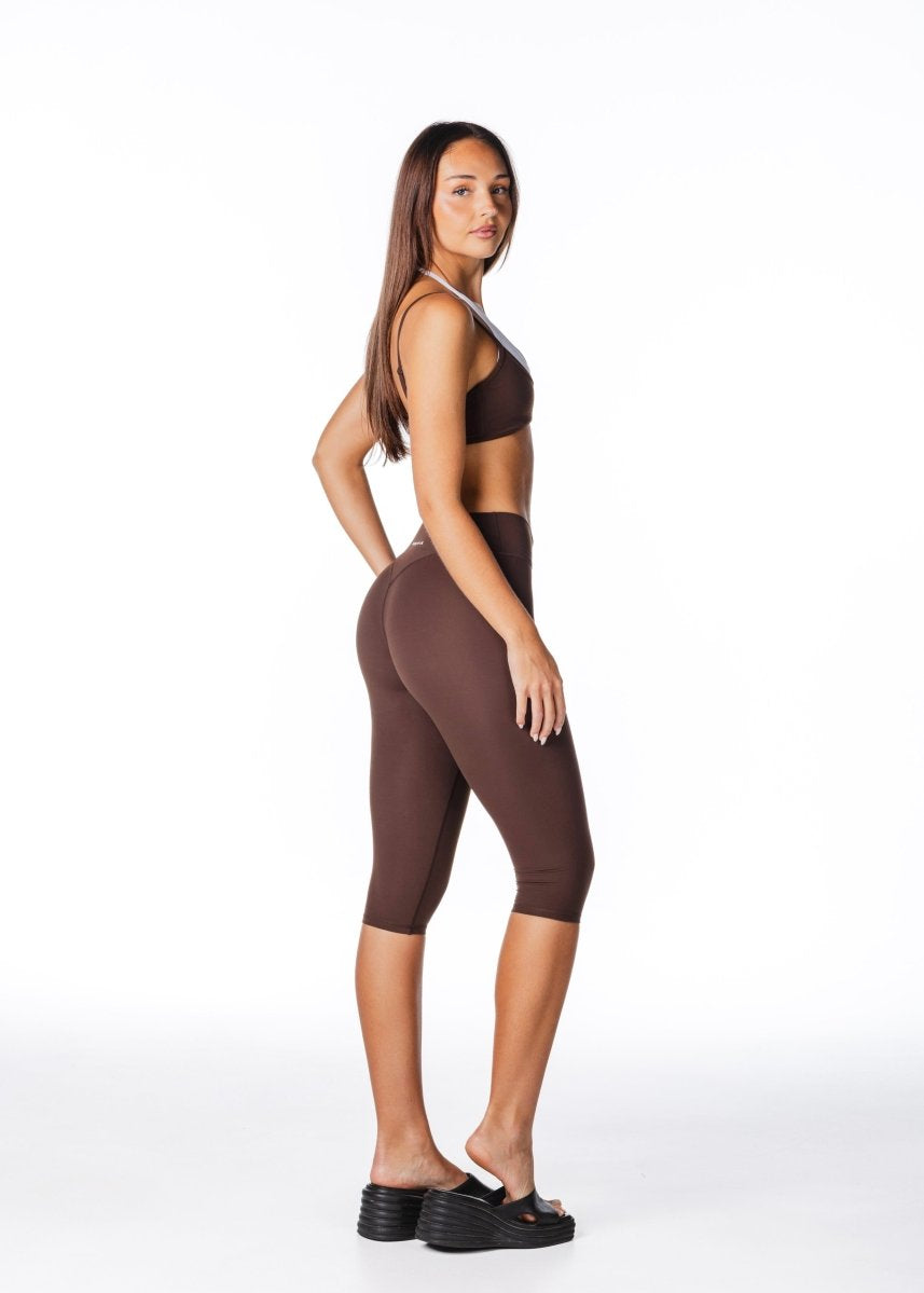 Cross Over Capsule Straight Leg Capri's - Dark Choc - Kikiva Collection