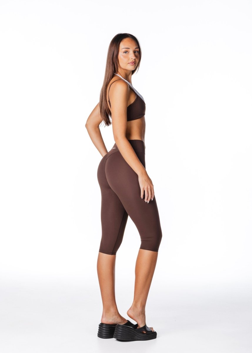 Cross Over Capsule Straight Leg Capri's - Dark Choc - Kikiva Collection