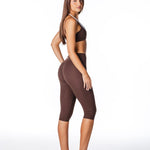 Cross Over Capsule Straight Leg Capri's - Dark Choc - Kikiva Collection