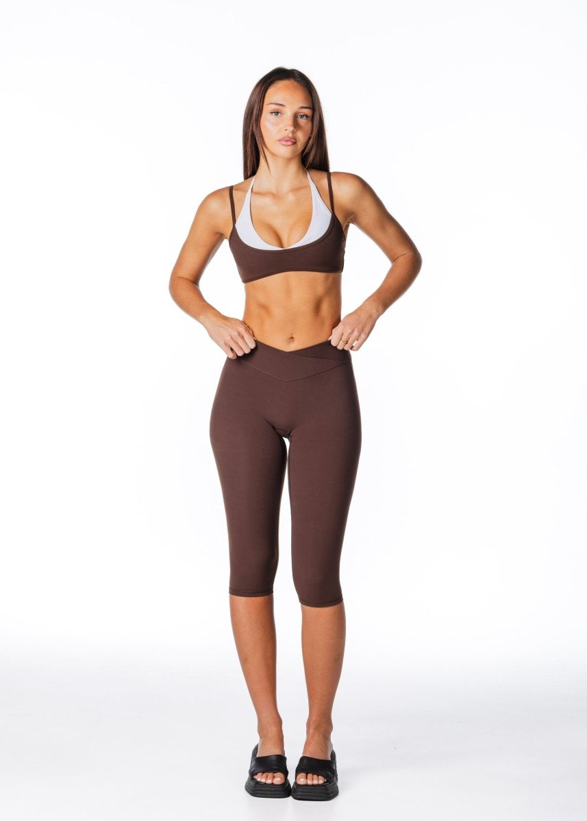 Cross Over Capsule Straight Leg Capri's - Dark Choc - Kikiva Collection